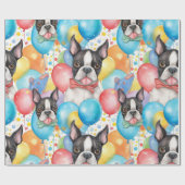 Boston Terrier and Balloons Geschenkpapier (Flach)