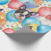 Boston Terrier and Balloons Geschenkpapier (Ecke)