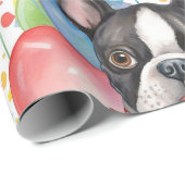 Boston Terrier and Balloons Geschenkpapier (Rolleneckpunkt)