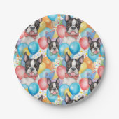 Boston Terrier and Balloons Pappteller (Vorderseite)