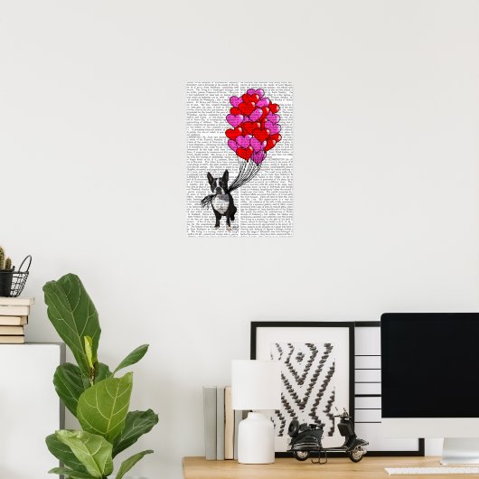Boston Terrier and Balloons Poster (Heimbüro)