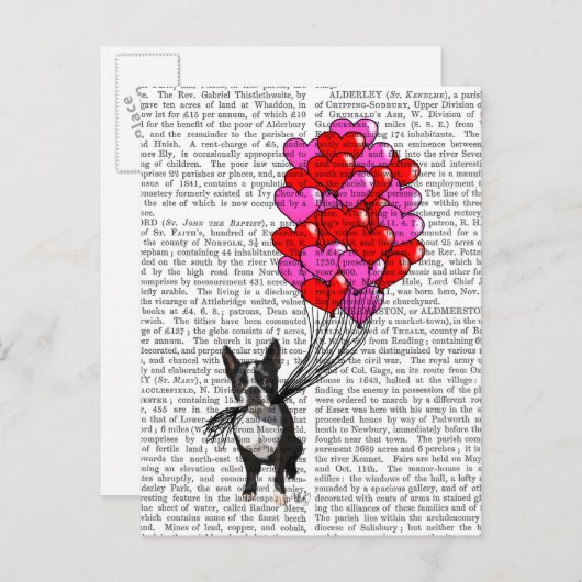 Boston Terrier and Balloons Postkarte (Vorne/Hinten)