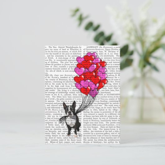 Boston Terrier and Balloons Postkarte (Stehend Vorderseite)