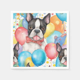 Boston Terrier and Balloons Serviette