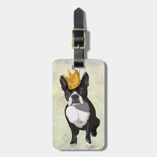 Boston Terrier and Crown Gepäckanhänger (Vorderseite vertikal)