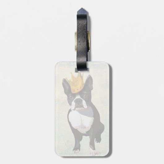 Boston Terrier and Crown Gepäckanhänger (Rückseite vertikal)