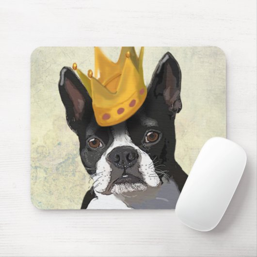 Boston Terrier and Crown Mousepad (Mit Mouse)