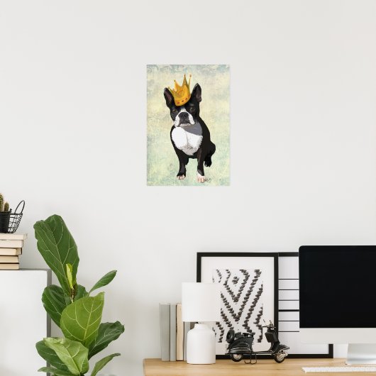 Boston Terrier and Crown Poster (Heimbüro)