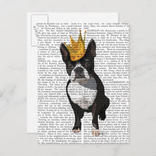 Boston Terrier and Crown Postkarte (Vorne/Hinten)