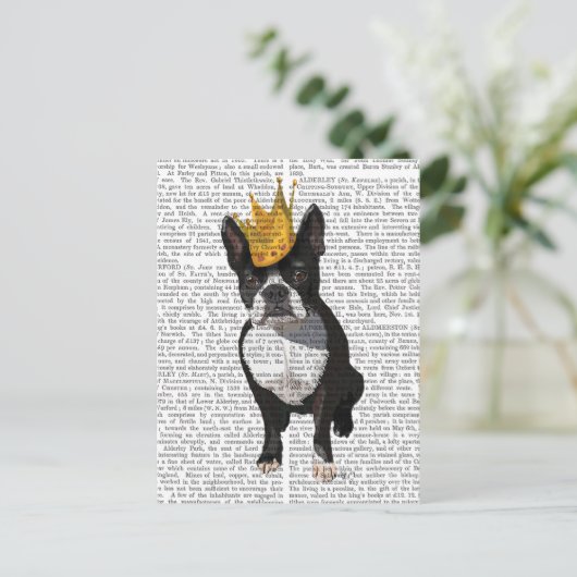 Boston Terrier and Crown Postkarte (Stehend Vorderseite)