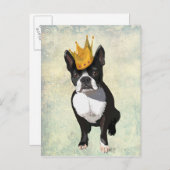Boston Terrier and Crown Postkarte (Vorne/Hinten)