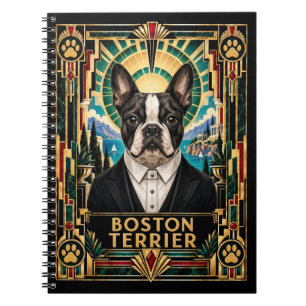Boston Terrier, Art Deco Hund Notizblock