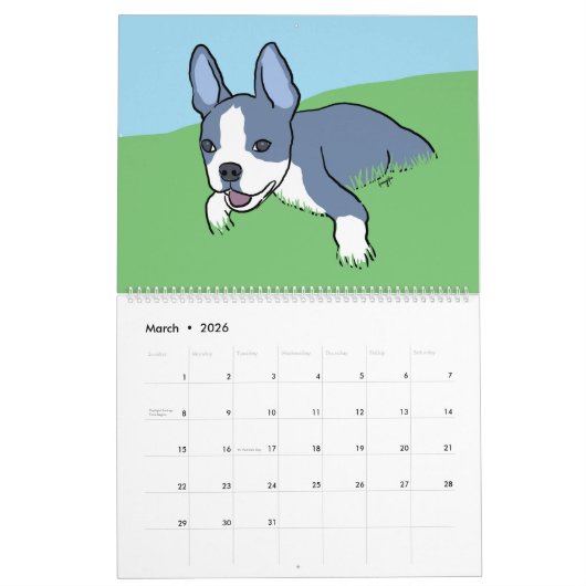 Boston Terrier Art Kalender 2020 (Mär 2026)