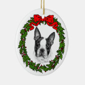 Boston Terrier Art von Glenda S. Harlan Keramik Ornament (Rechts)