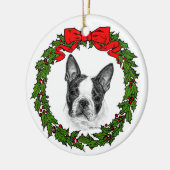 Boston Terrier Art von Glenda S. Harlan Keramik Ornament (Links)