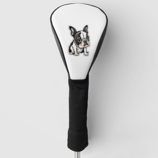 Boston Terrier Aufkleber Golf Headcover (Vorderseite)