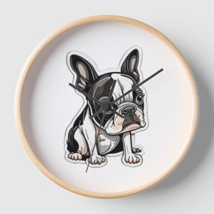 Boston Terrier Aufkleber Uhr