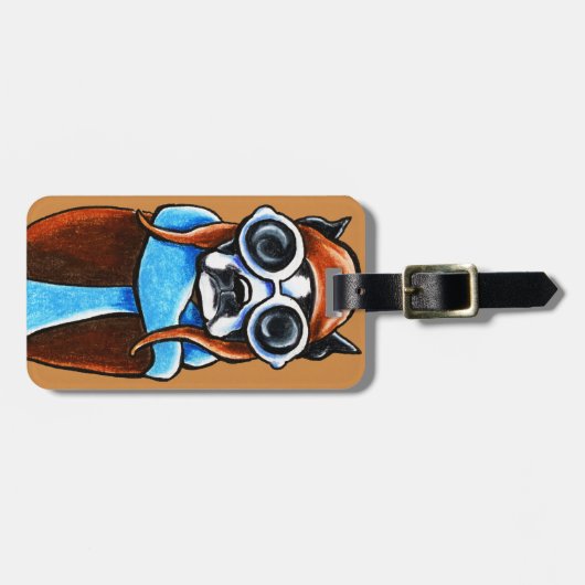Boston Terrier Aviator Gepäckanhänger (Vorderseite horizontal)