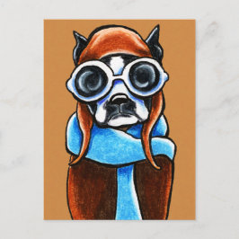 Boston Terrier Aviator Postkarte