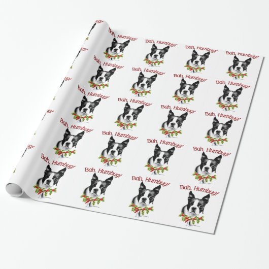 Boston Terrier Bah Humbug Geschenkpapier (Ungerollt)