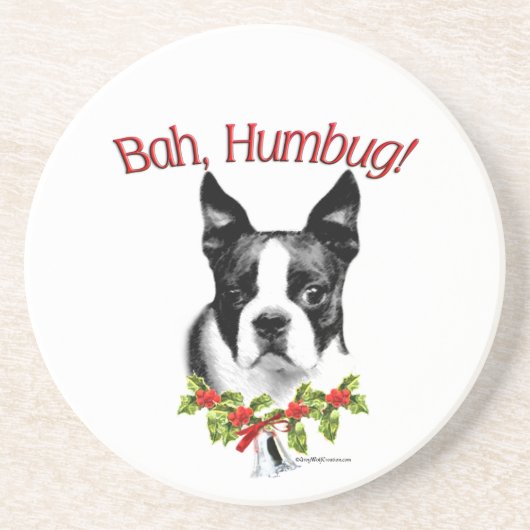 Boston Terrier Bah Humbug Getränkeuntersetzer (Vorne)