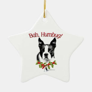Boston Terrier Bah Humbug Keramik Ornament