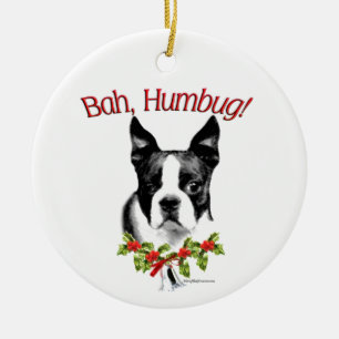 Boston Terrier Bah Humbug Keramik Ornament