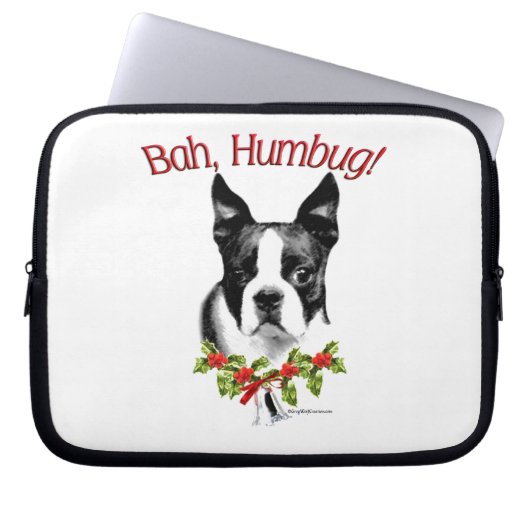 Boston Terrier Bah Humbug Laptopschutzhülle (Vorderseite)