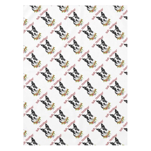 Boston Terrier Bah Humbug Tischdecke (Vorderseite)