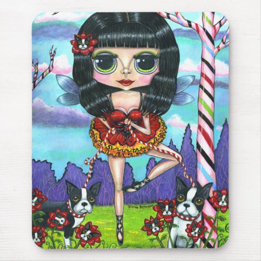Boston Terrier Ballet Ballerina Fairy Big Eyes Mousepad (Vorne)