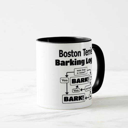 Boston Terrier Barking Logic Tasse (VorderseiteRechts)