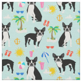 Boston Terrier Beach Fabric - Sommer-Hundegewebe Stoff (Nahaufnahme)