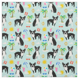 Boston Terrier Beach Fabric - Sommer-Hundegewebe Stoff