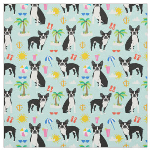 Boston Terrier Beach Fabric - Sommer-Hundegewebe Stoff