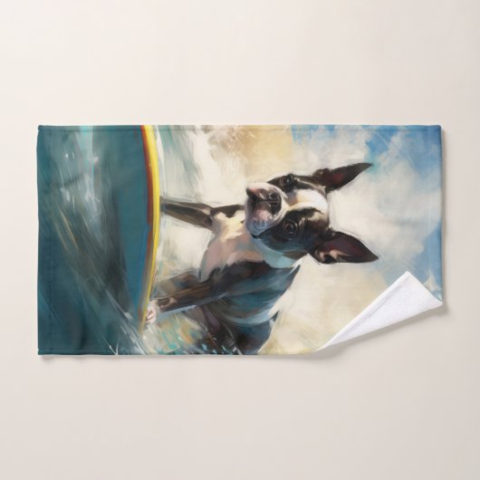 Boston Terrier Beach Surfainting Badhandtuch Set (Handtuch)