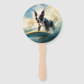 Boston Terrier Beach Surfainting Fächer (Rückseite)