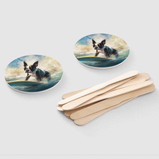 Boston Terrier Beach Surfainting Fächer (Non-assembled)