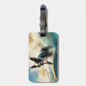 Boston Terrier Beach Surfainting Gepäckanhänger (Rückseite vertikal)