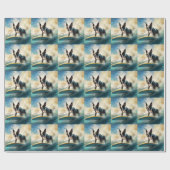 Boston Terrier Beach Surfainting Geschenkpapier (Flach)