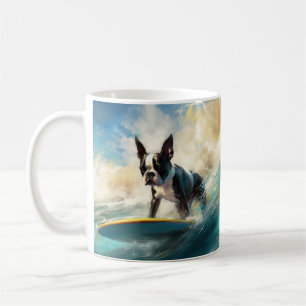 Boston Terrier Beach Surfainting Kaffeetasse