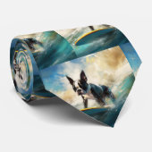 Boston Terrier Beach Surfainting Krawatte (Gerollt)