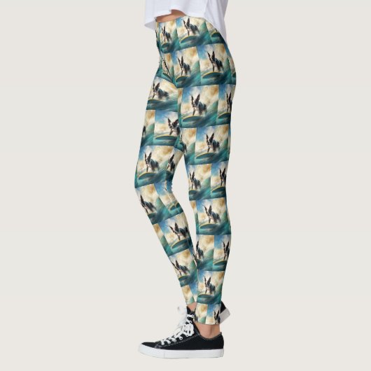 Boston Terrier Beach Surfainting Leggings (Links)