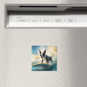 Boston Terrier Beach Surfainting Magnet (In Situ (Geschirrspüler))