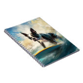 Boston Terrier Beach Surfainting Notizblock (Rechte Seite)