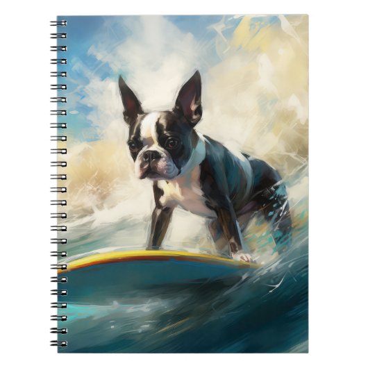 Boston Terrier Beach Surfainting Notizblock (Vorderseite)