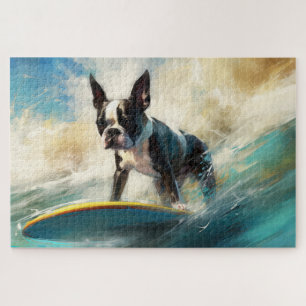 Boston Terrier Beach Surfainting Puzzle