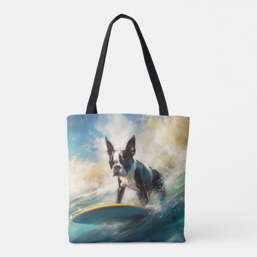 Boston Terrier Beach Surfainting Tasche (Rückseite)