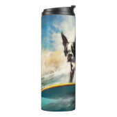 Boston Terrier Beach Surfainting Thermosbecher (Nach links gedreht)