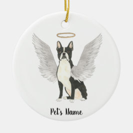 Boston Terrier Beileid Memorial Keramik Ornament