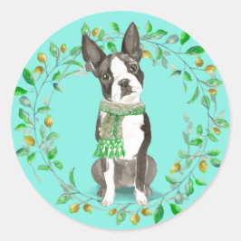 Boston Terrier Bestie Runder Aufkleber